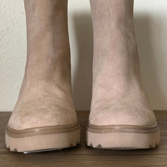 NWOB Dolce Vita Martey H2O Boots Taupe Suede Waterproof Womens 6 US Beige Chunky - Picture 11 of 15